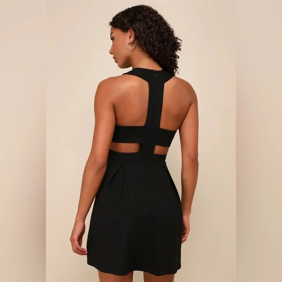 Lulus Cutout and About Black Skater Dress Size Small New with tags - Picture 4 of 10